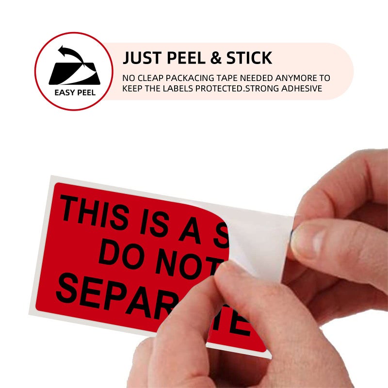 Anylabel 1" x 2" This is a Set Do Not Separate Stickers, Fluorescent Red Packing Labels for Shipping Bundle Sets and Multi-Pack Products Permanent Adhesive (2 Rolls, Total 1000 Labels) - Image 5